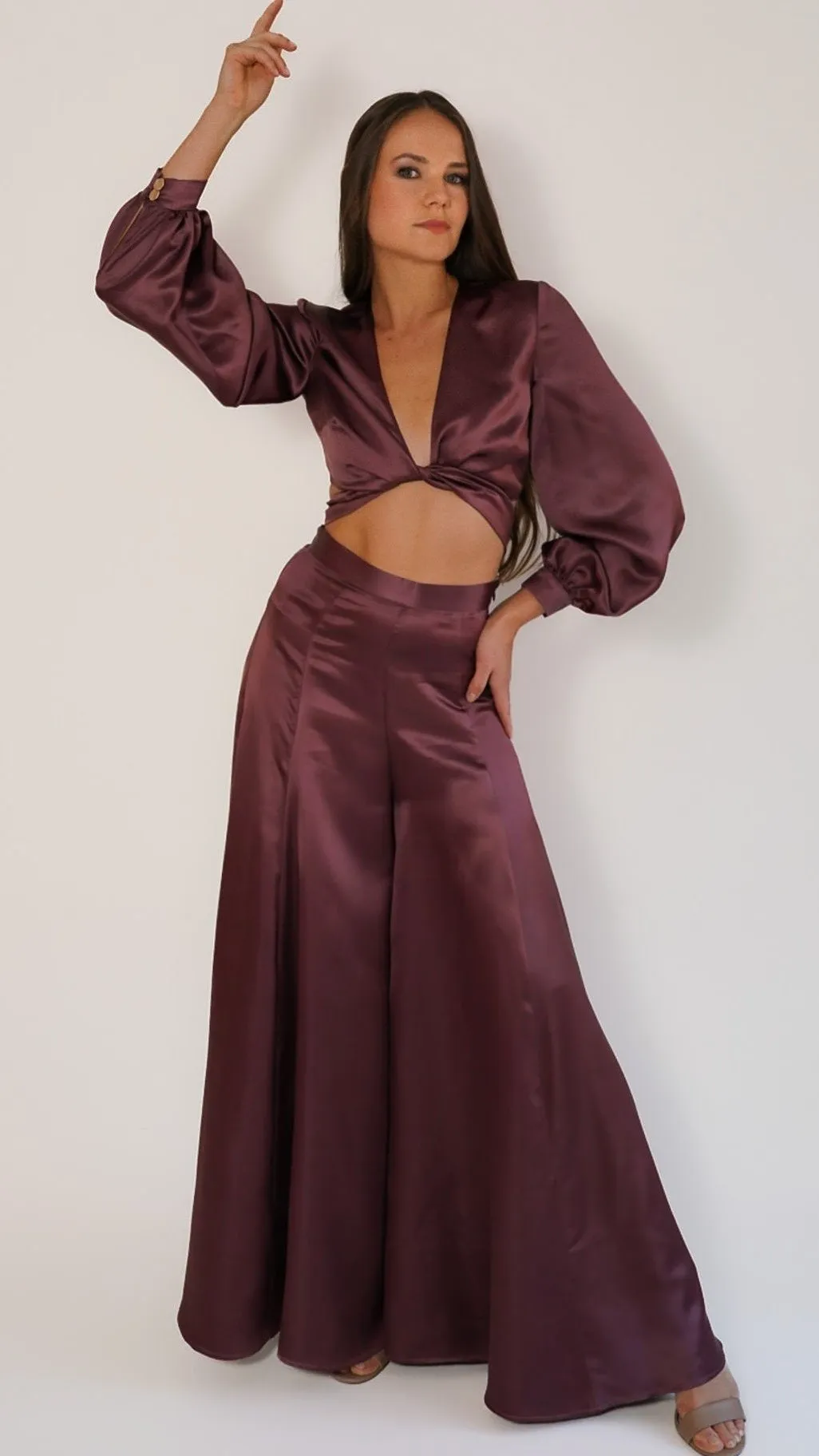 Valentina Wide-Leg Silk Pants