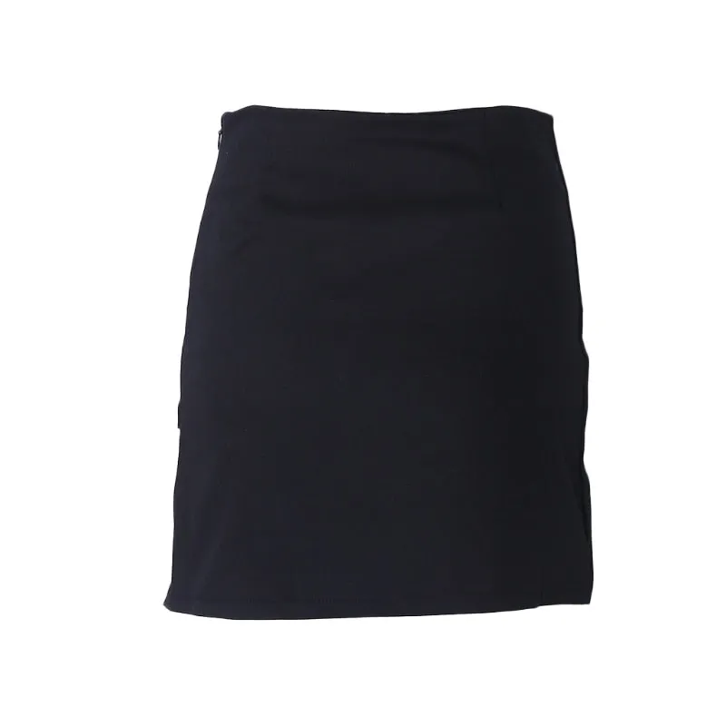 VenusFox Black Irregular Hem Pencil Mini Skirt