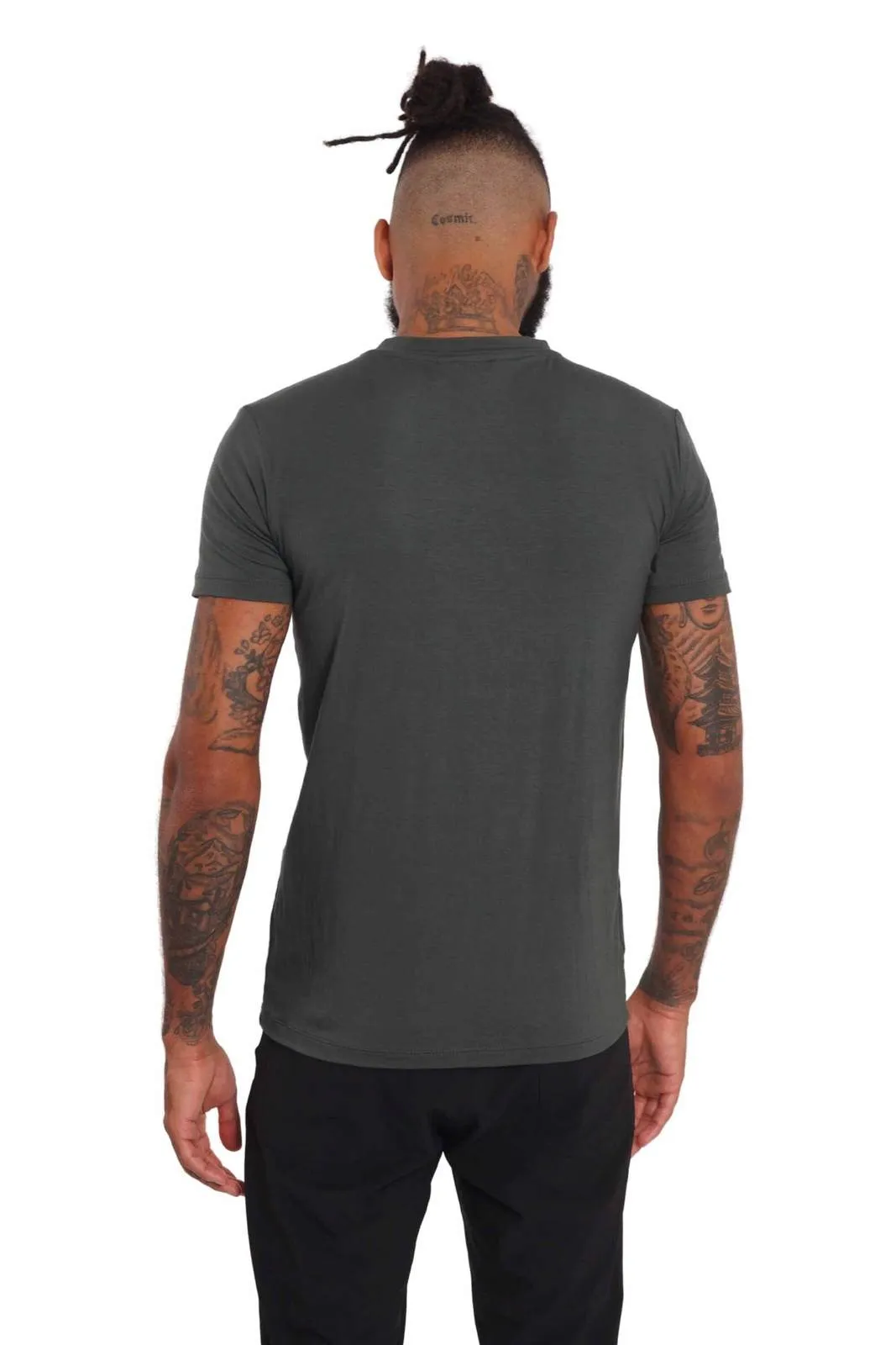 Verona V Neck Mens Slim Fit T Shirt - Steel Grey