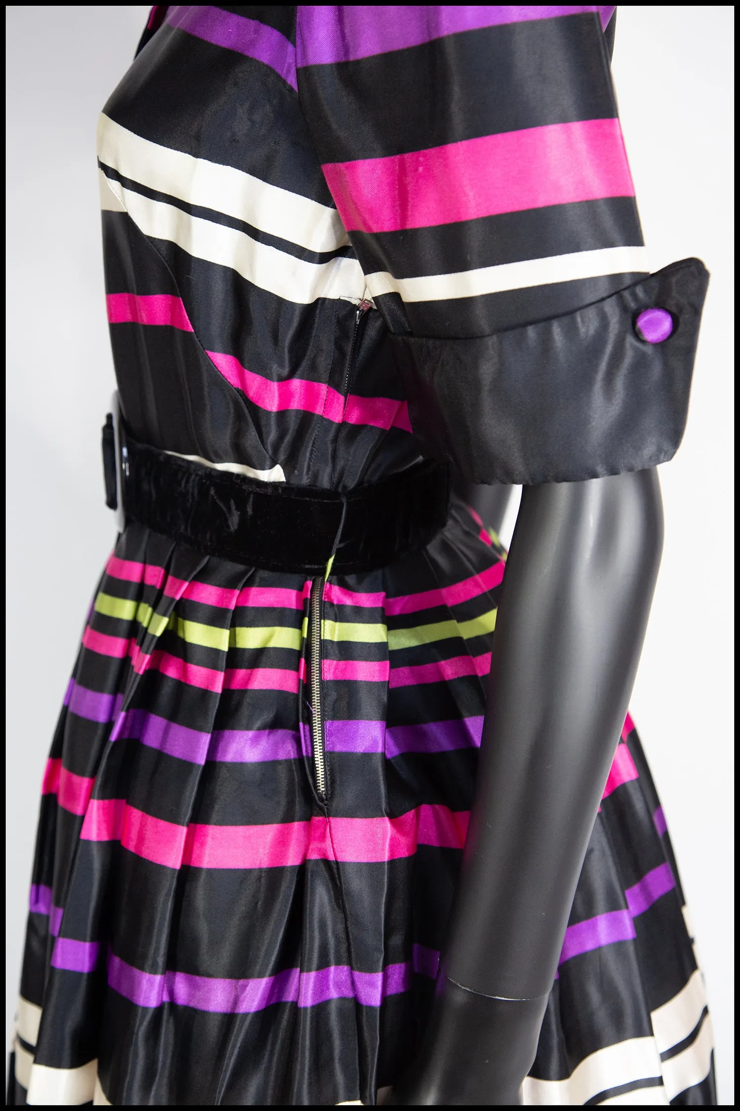 Vintage 1940s Liquorice Stripe Satin Dress