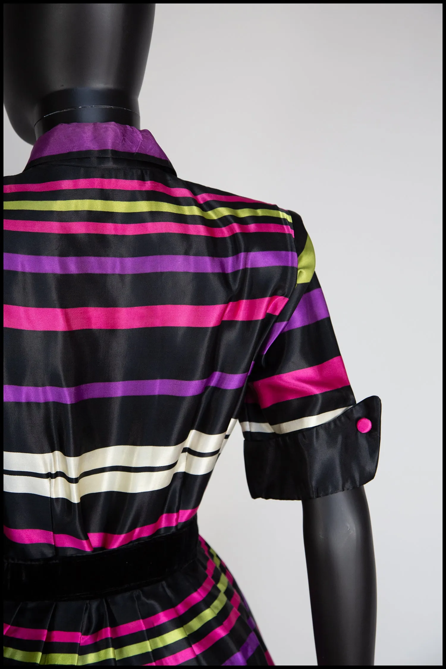 Vintage 1940s Liquorice Stripe Satin Dress