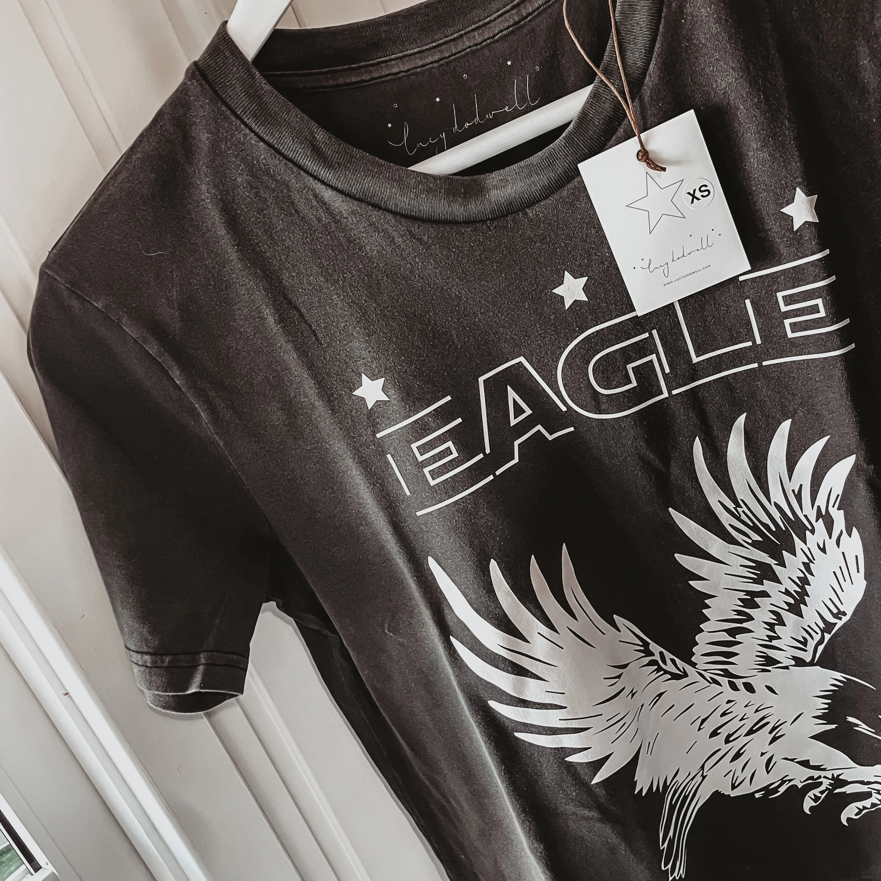 Vintage washed Eagle dark charcoal tee *boyfriend fit*