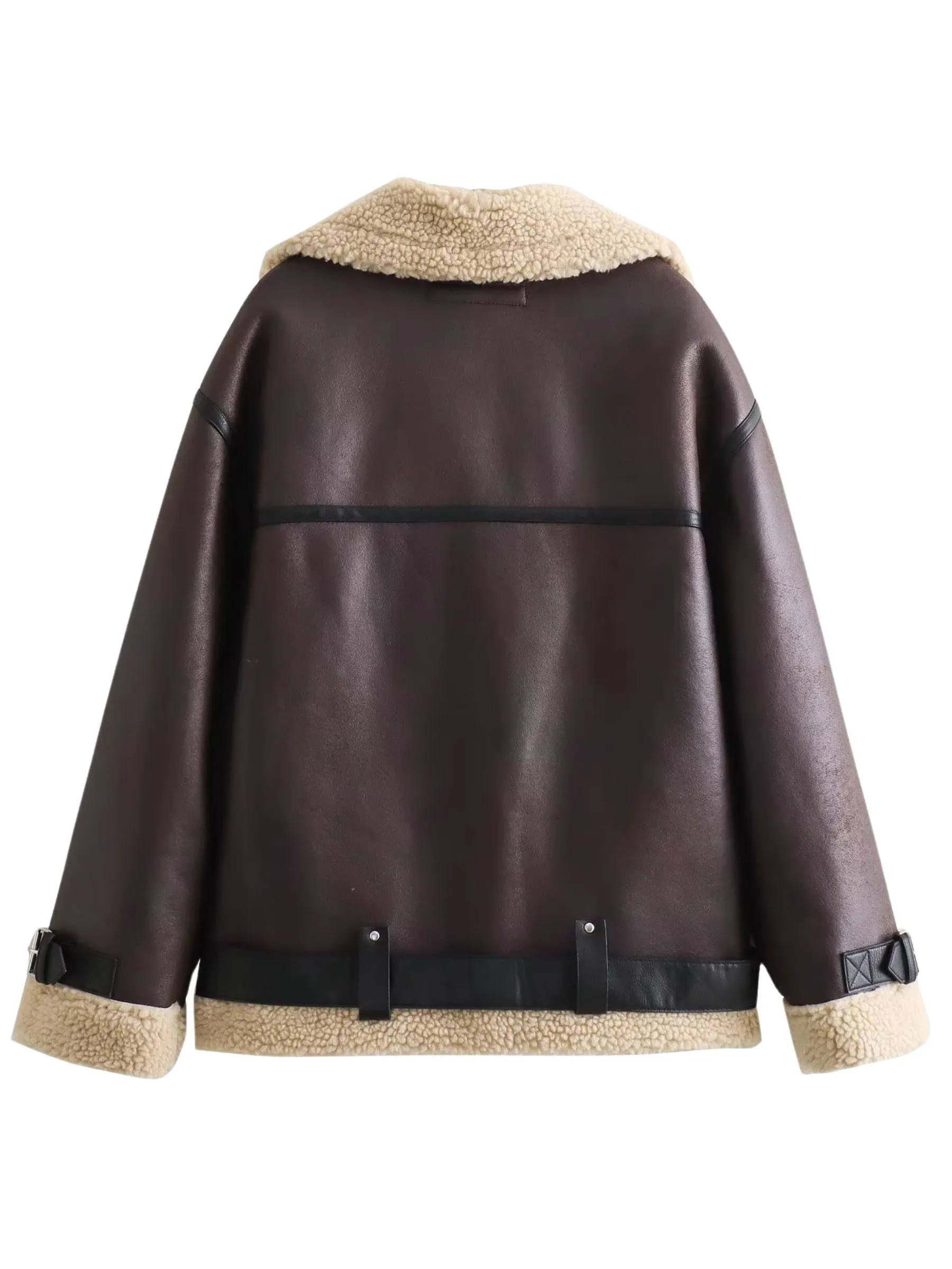 Wenkouban-Winter Outfits Christmas Viviane Faux Leather Oversize Jacket