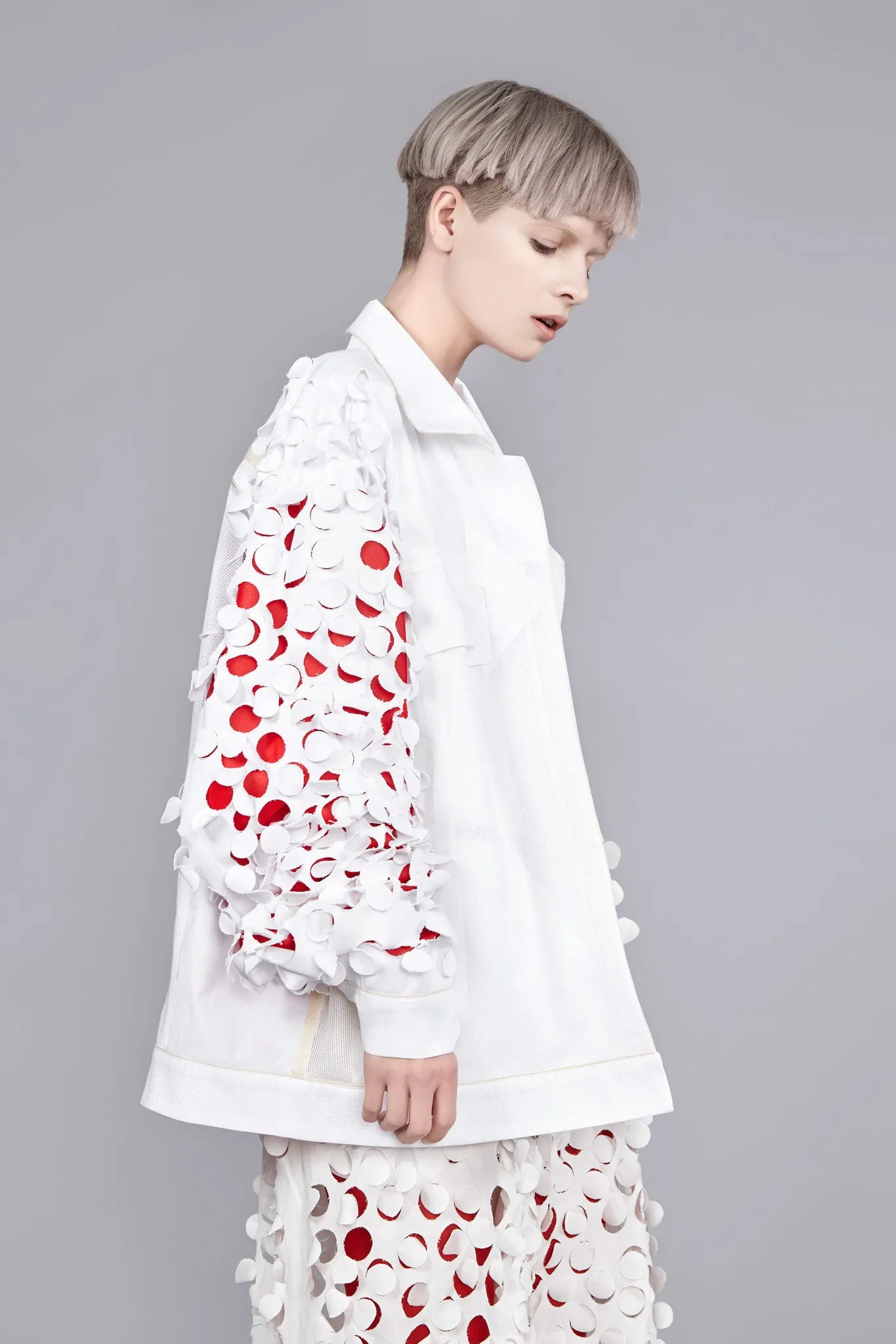 White and cream die-cut "Charlie" Jacket