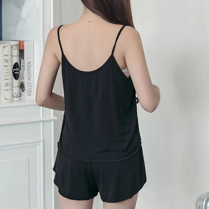 Womens Summer Sexy Tank Top Shorts Pajamas 2PCS Set