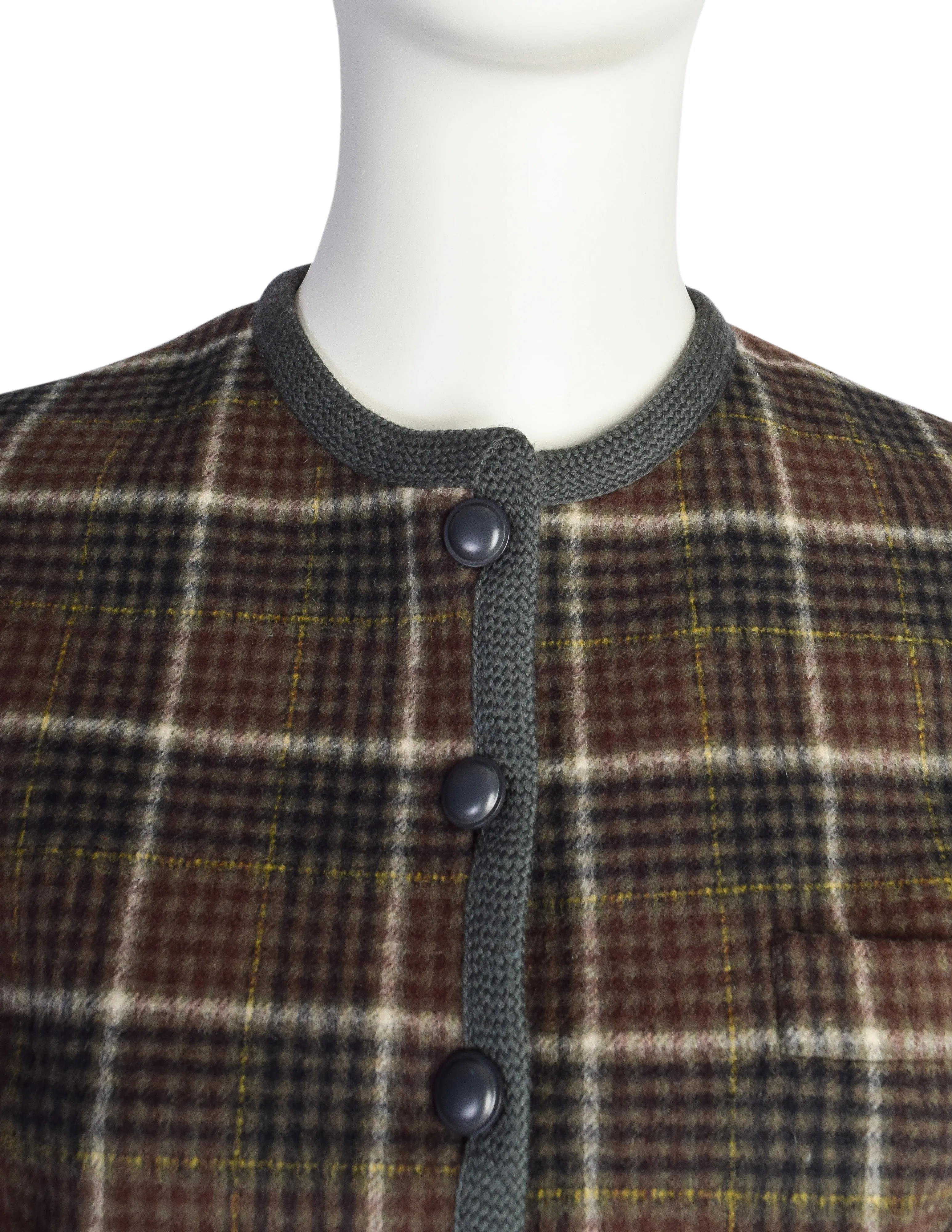 Yves Saint Laurent Vintage AW 1977 Classic Green Plaid Wool Box Jacket