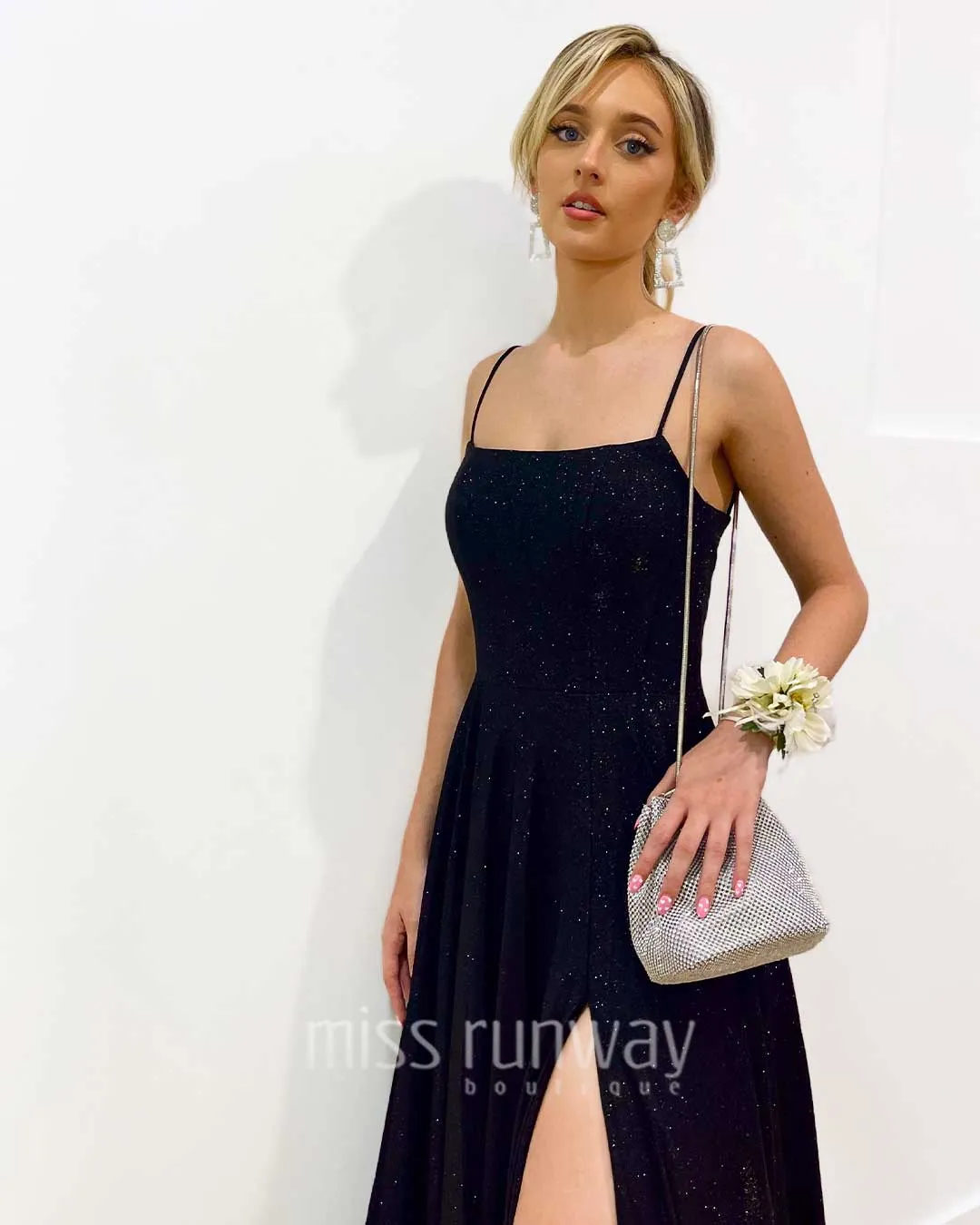 Zahara Glitter Gown - Black