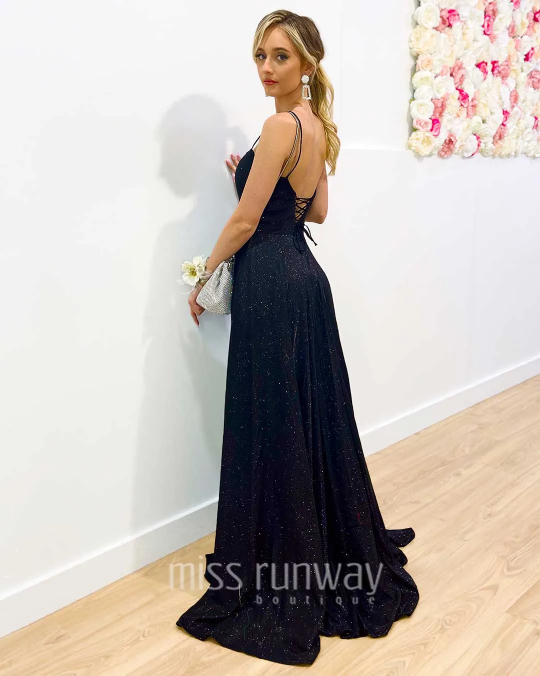 Zahara Glitter Gown - Black