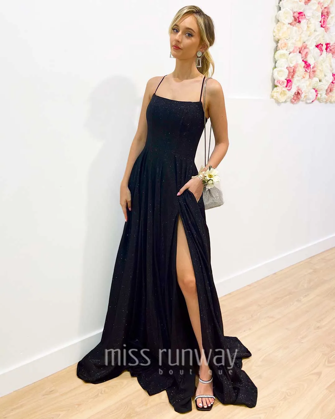 Zahara Glitter Gown - Black