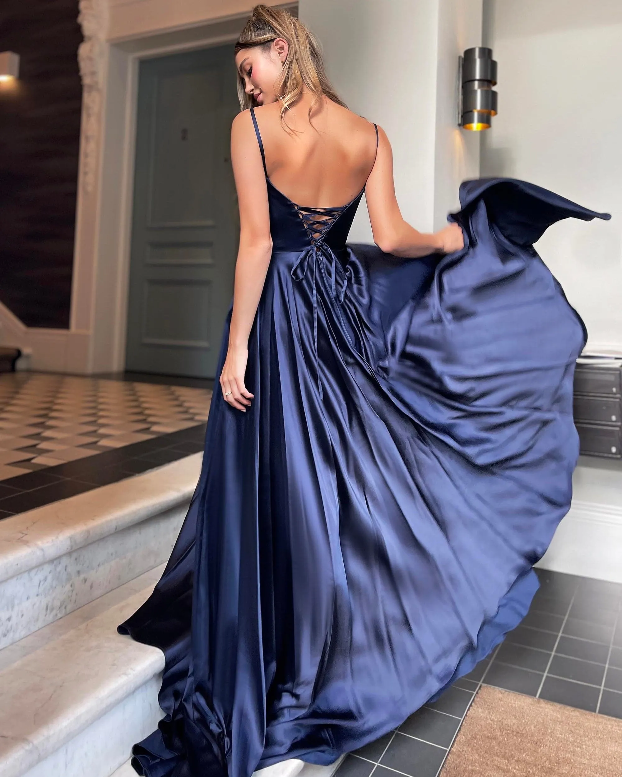 Zahara Satin Gown - Midnight