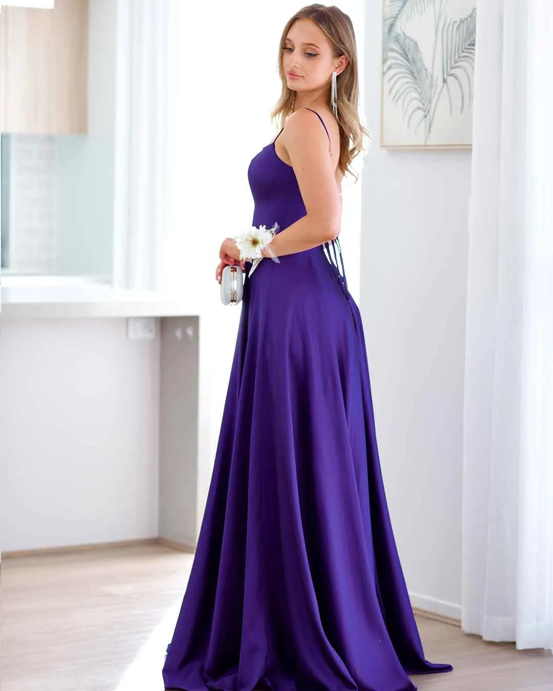 Zahara Satin Gown - Purple