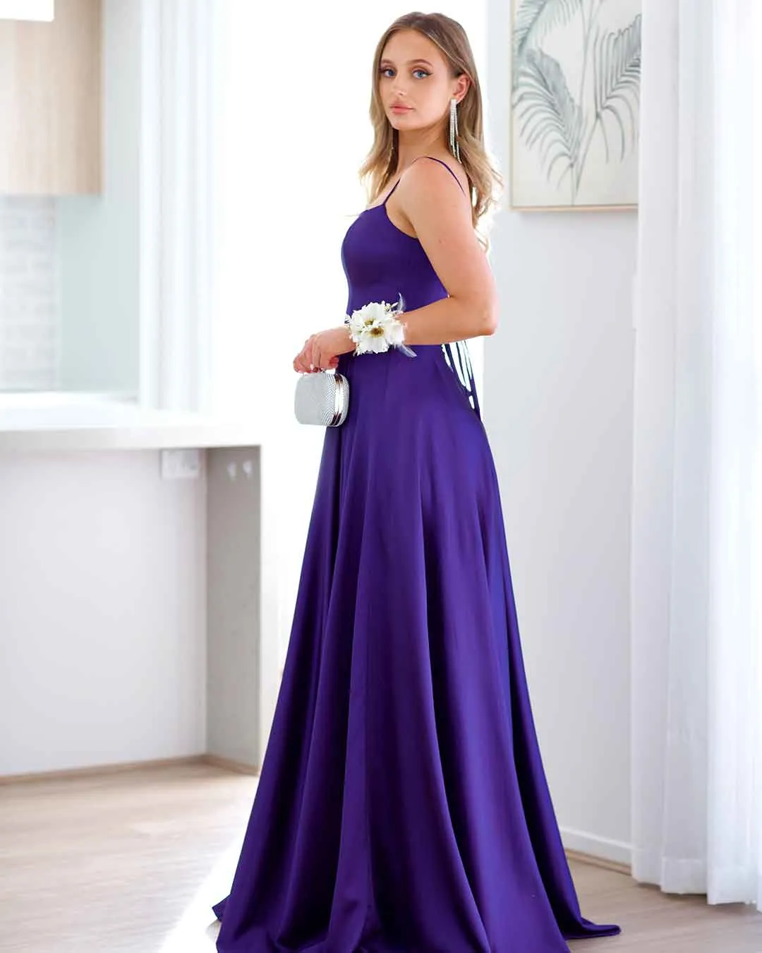 Zahara Satin Gown - Purple