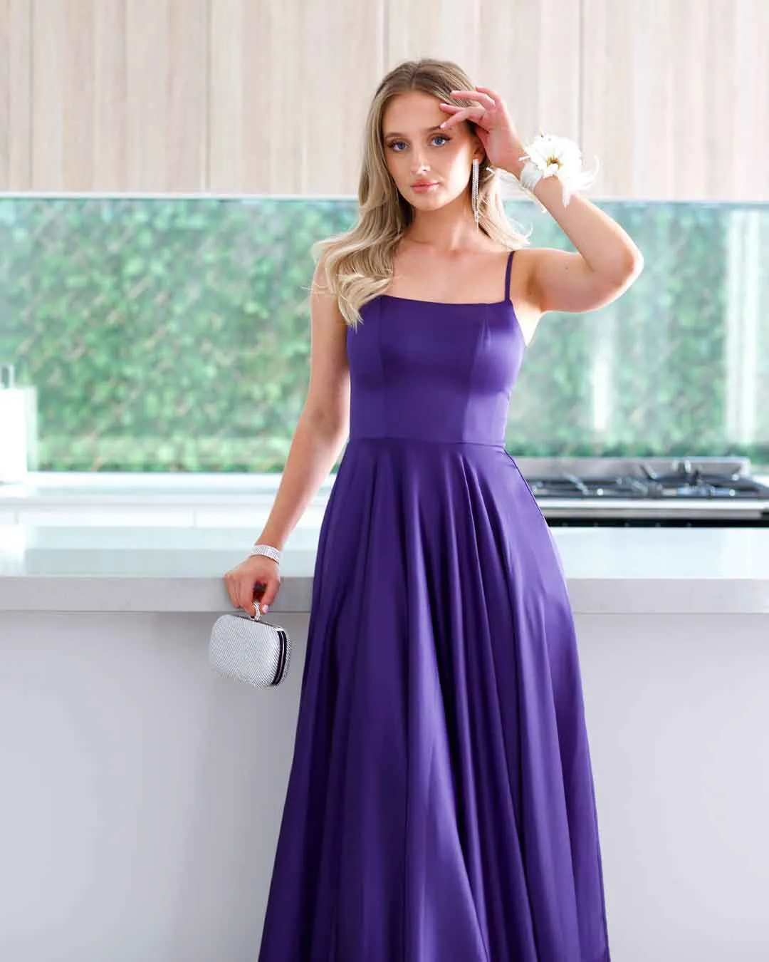 Zahara Satin Gown - Purple