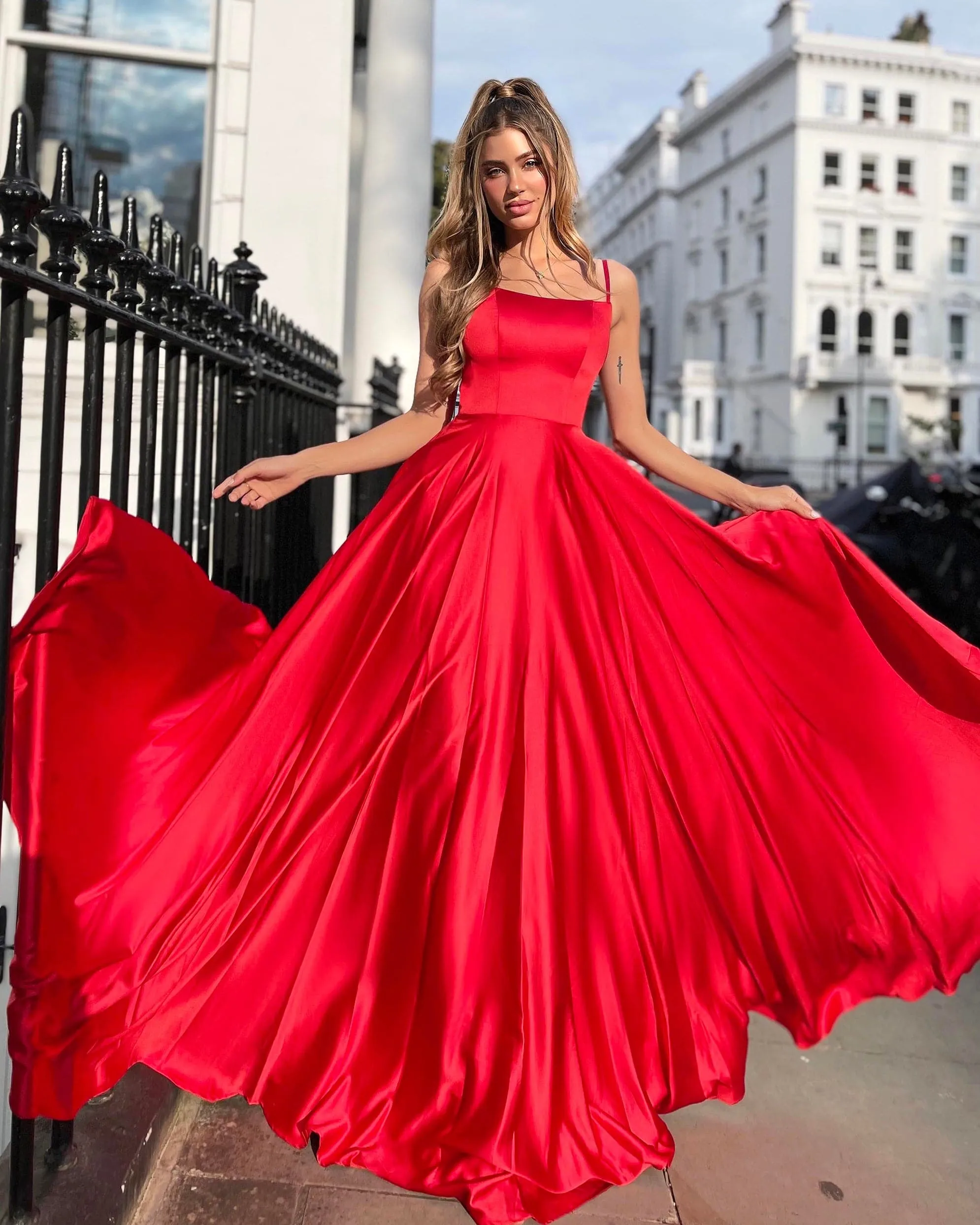 Zahara Satin Gown - Red