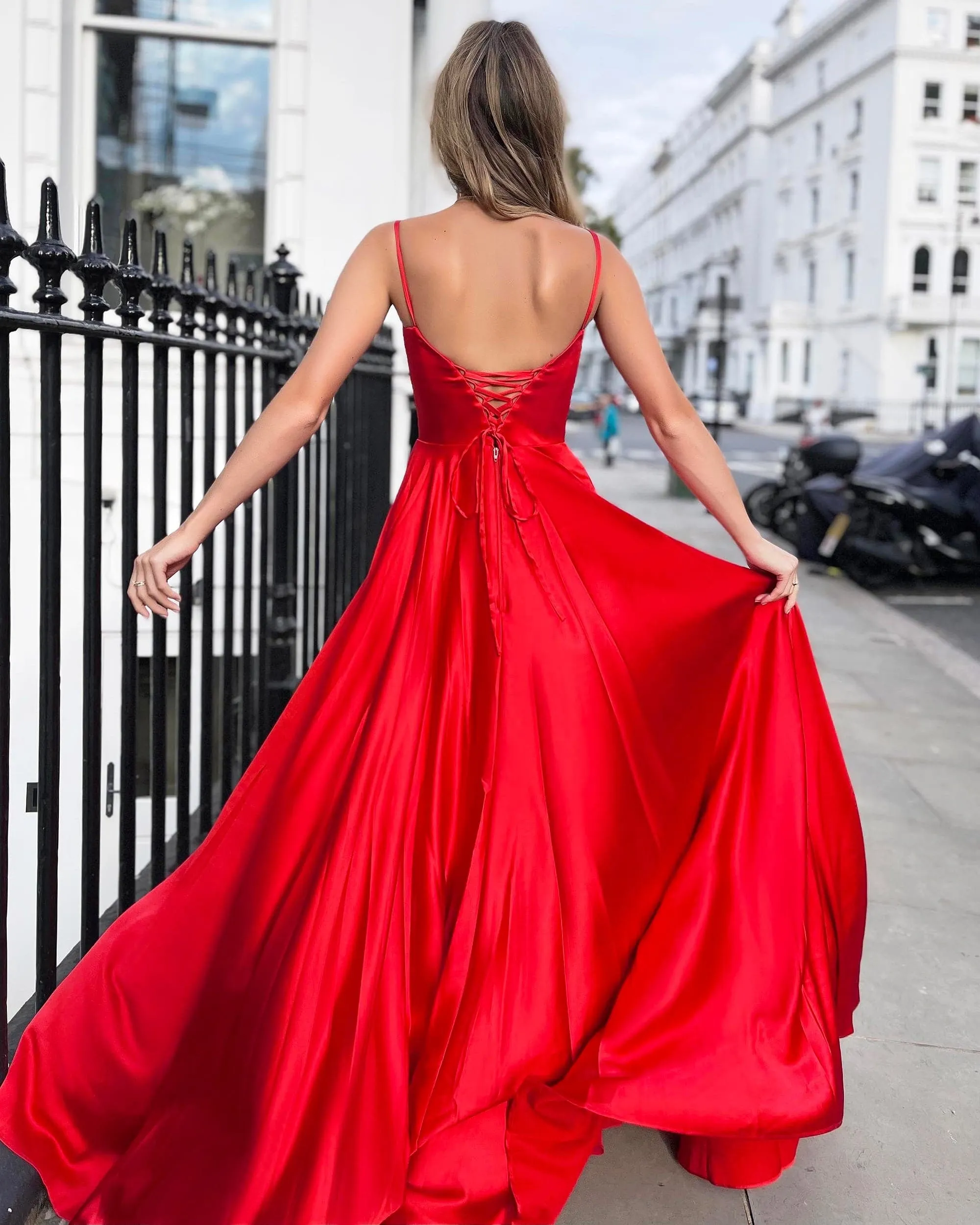 Zahara Satin Gown - Red