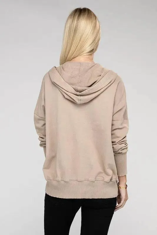 Zenana french terry kangaroo pocket hoodie