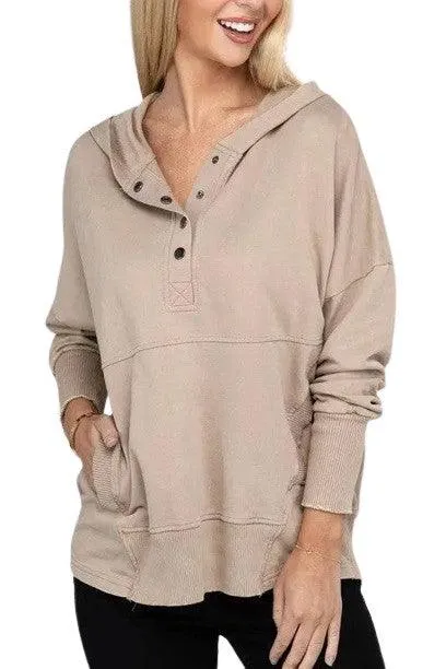 Zenana french terry kangaroo pocket hoodie