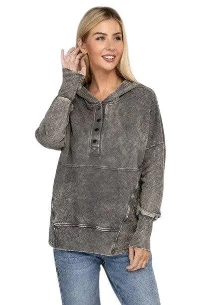 Zenana french terry kangaroo pocket hoodie