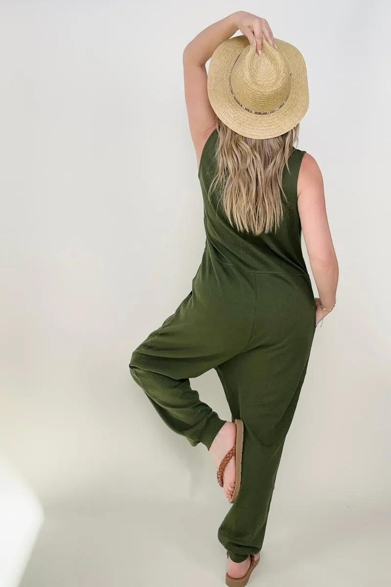 Zenana Solid Sleeveless Harem Jumpsuit -3 colors - Ships from The US