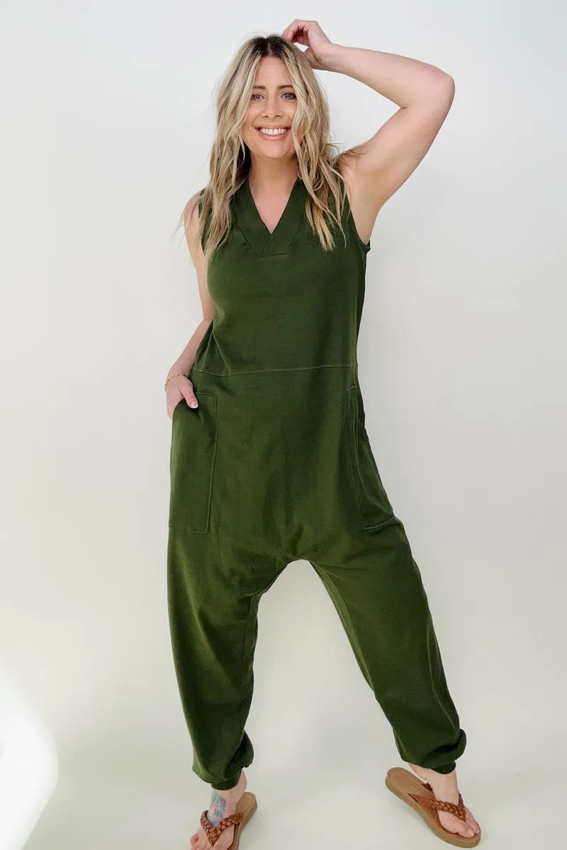 Zenana Solid Sleeveless Harem Jumpsuit -3 colors - Ships from The US